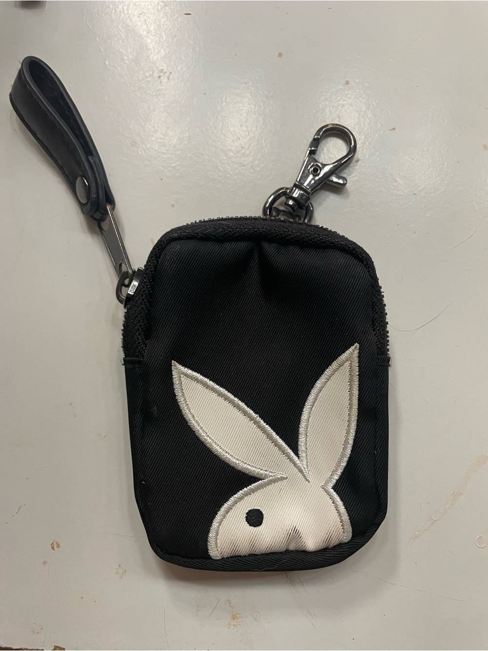 PLAYBOY Black Nylon Pouch with White Bunny Patch